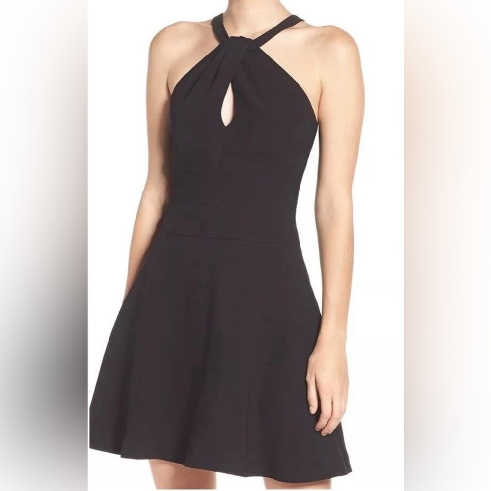 Likely Black Fit and Flare Halter Dress